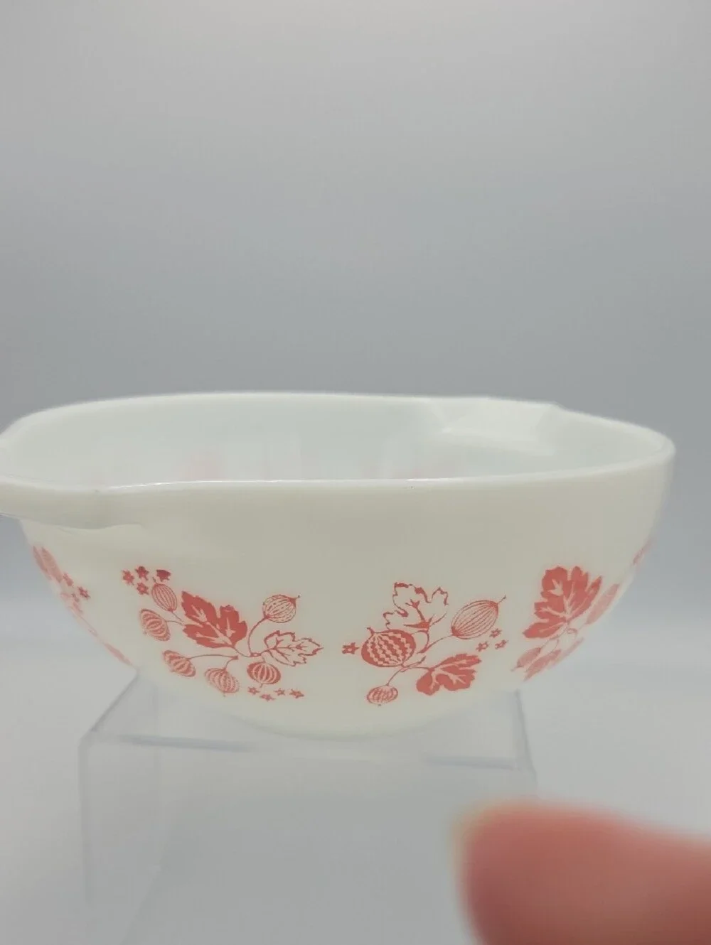 Pyrex White Mixing Bowl with Orange Floral Pattern